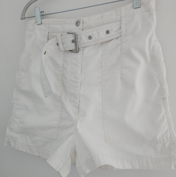 Phillip Lim Belted Cargo Ecru High Waisted Cotton Not Too Short Shorts - Picture 3 of 12